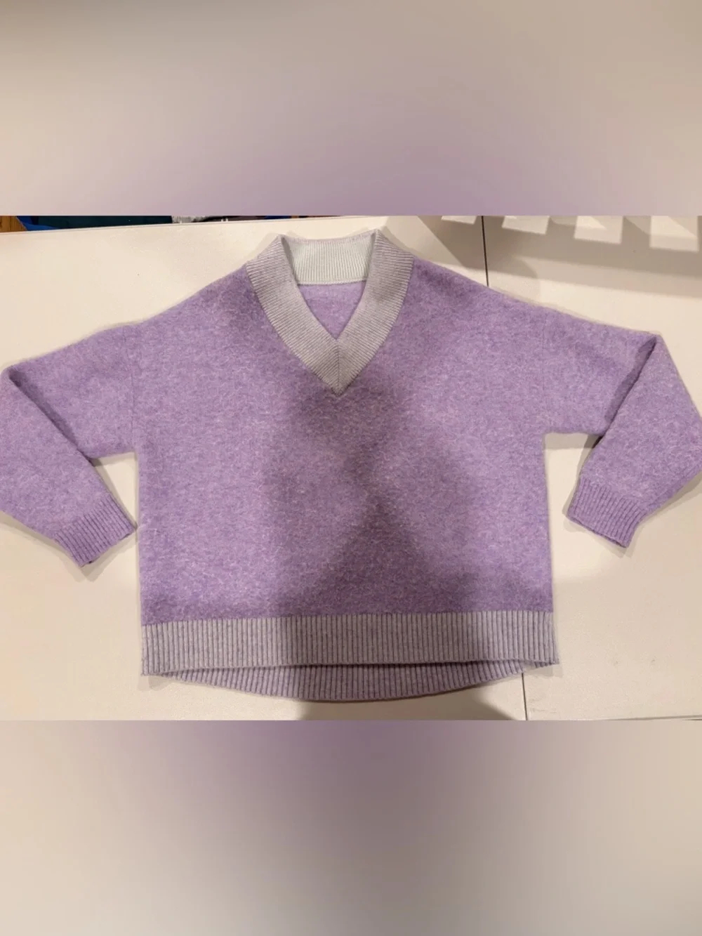 Lululemon Sweater Womens Small Purple Alpaca Merino Wool V Neck Stretch Pullover